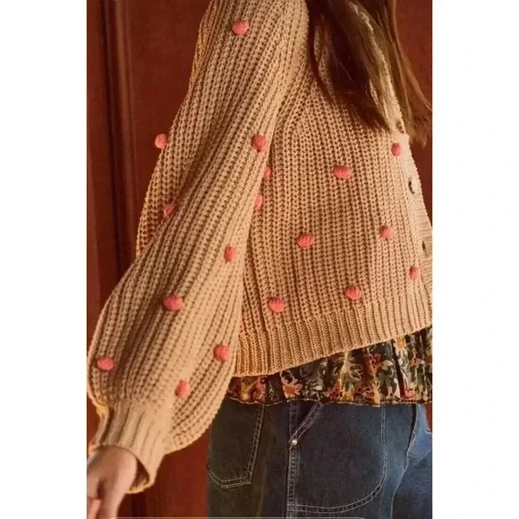 The Great Pink Bobble Sophomore Crew Neck Knitted Cardigan Sweater Sz 1 …